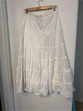 Studio West White Tiered Maxi Skirt